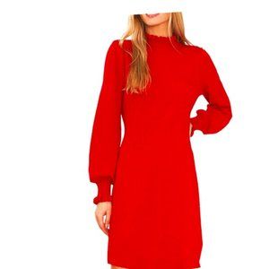 Ruffle Mock Neck Sweater Dress Size S, by CeCe, Red, Long Sleeves, Cozy